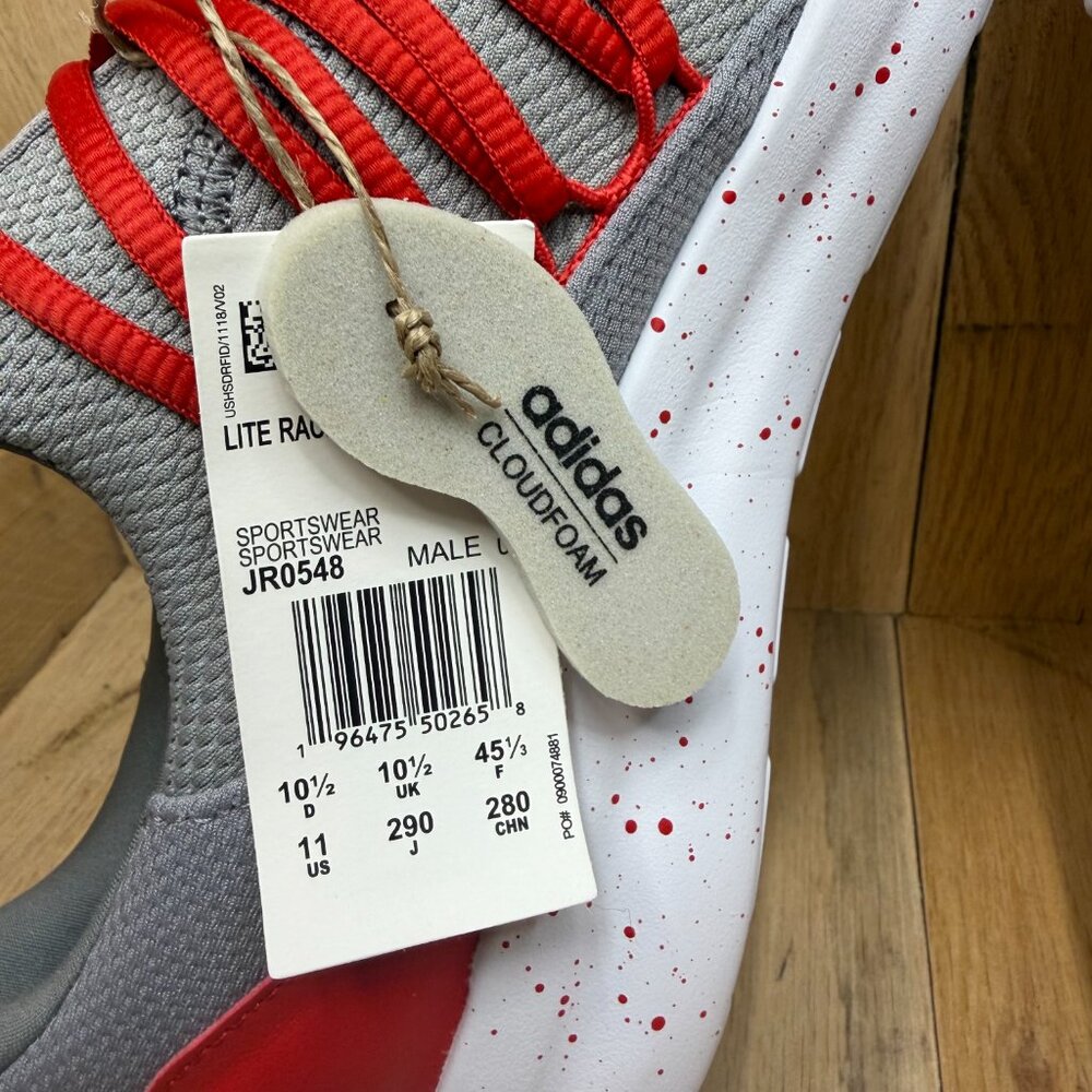 Adidas Men's Lite Racer Adapt 7.0 Gray/Red/White Sz 11 Cloudfoam Sneakers NWT - Picture 7 of 14